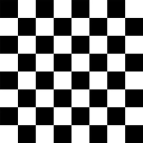 1" checkerboard fabric - skate surf 90s retro design - black