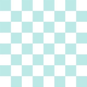 1" checkerboard fabric - skate surf 90s retro design - light blue
