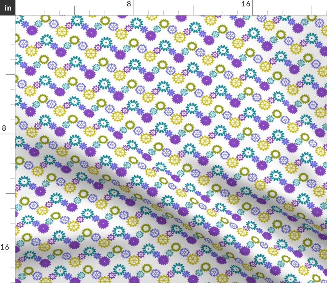 Robot coordinates - cog chevron - multi & white