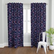 large birds - ibises on midnight blue / medium scale / midnight blue