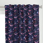 large birds - ibises on midnight blue / medium scale / midnight blue