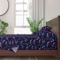 large birds - ibises on midnight blue / medium scale / midnight blue