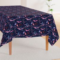 large birds - ibises on midnight blue / medium scale / midnight blue