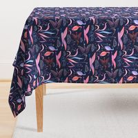 large birds - ibises on midnight blue / medium scale / midnight blue