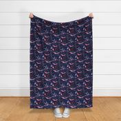 large birds - ibises on midnight blue / medium scale / midnight blue