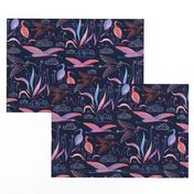 large birds - ibises on midnight blue / medium scale / midnight blue