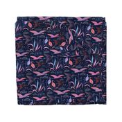 large birds - ibises on midnight blue / medium scale / midnight blue