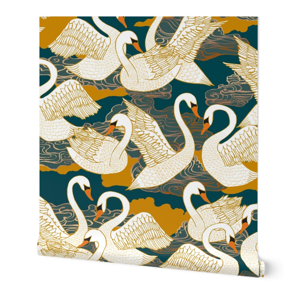 Swans {Blue Gold} medium