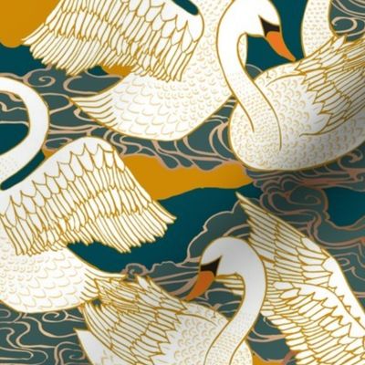 Swans {Blue Gold} medium