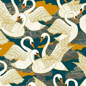 Swans {Blue Gold} medium
