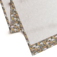 Whimsical White Swans with Autumn Leaves on Grey - small