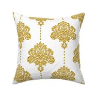 Gold damask textured white Wallpaper