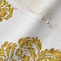 Gold damask textured white Wallpaper