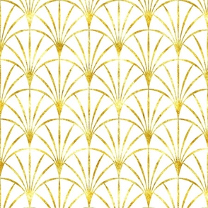 Art Deco white thin gold fans Wallpaper