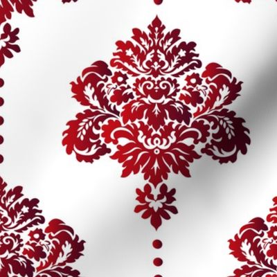 Gothic Damask flowers red white background vintage Wallpaper