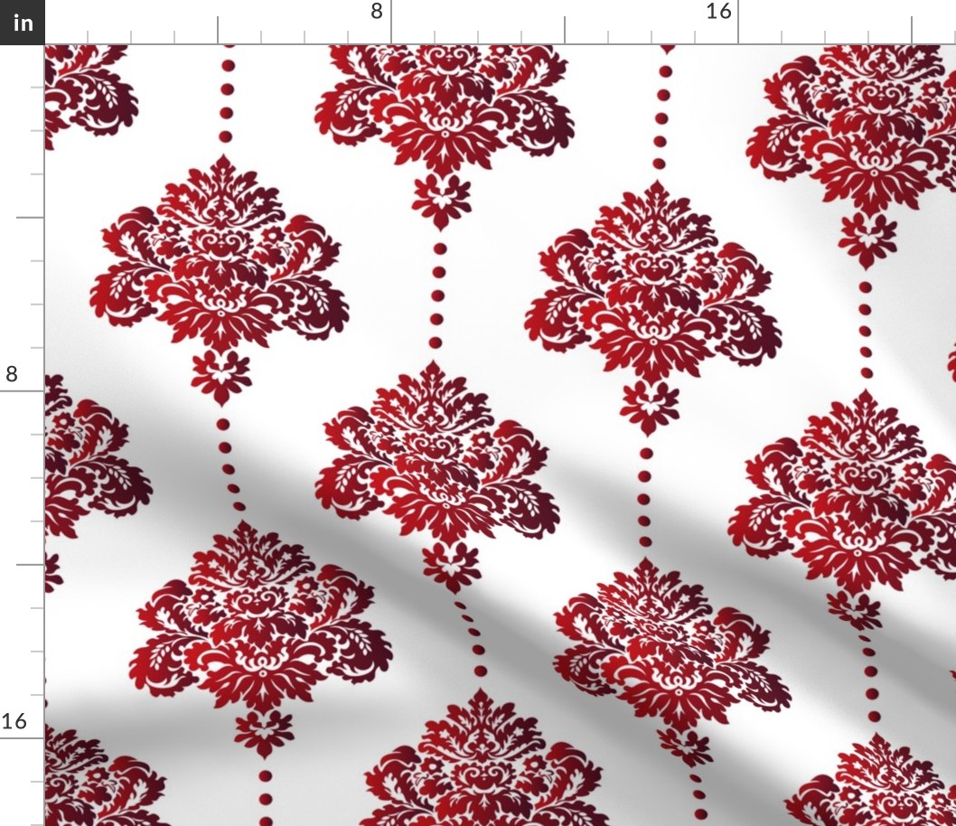 Gothic Damask flowers red white background vintage Wallpaper