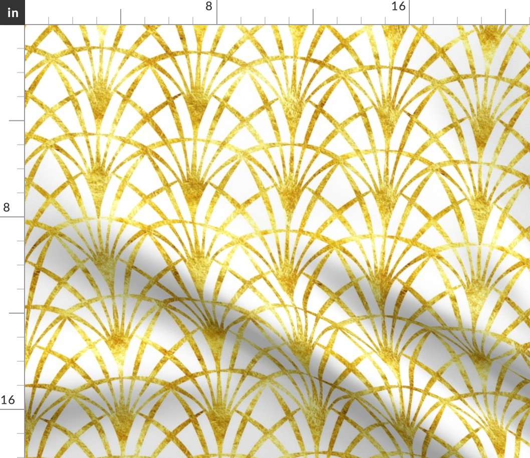 Art Deco white gold lace thin fans Wallpaper