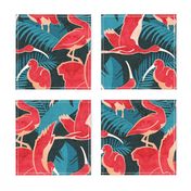 Normal scale // Luxurious Scarlet Ibis // teal vegetation metal rose and red guará large birds  