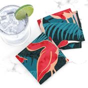 Normal scale // Luxurious Scarlet Ibis // teal vegetation metal rose and red guará large birds  