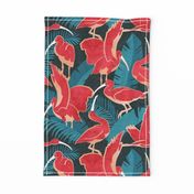 Normal scale // Luxurious Scarlet Ibis // teal vegetation metal rose and red guará large birds  