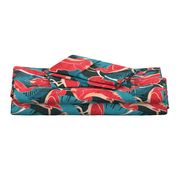 Normal scale // Luxurious Scarlet Ibis // teal vegetation metal rose and red guará large birds  