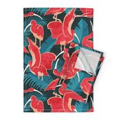 Normal scale // Luxurious Scarlet Ibis // teal vegetation metal rose and red guará large birds  