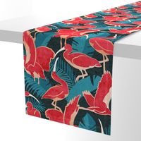 Normal scale // Luxurious Scarlet Ibis // teal vegetation metal rose and red guará large birds  