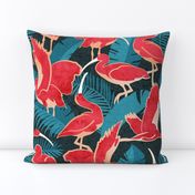 Normal scale // Luxurious Scarlet Ibis // teal vegetation metal rose and red guará large birds  