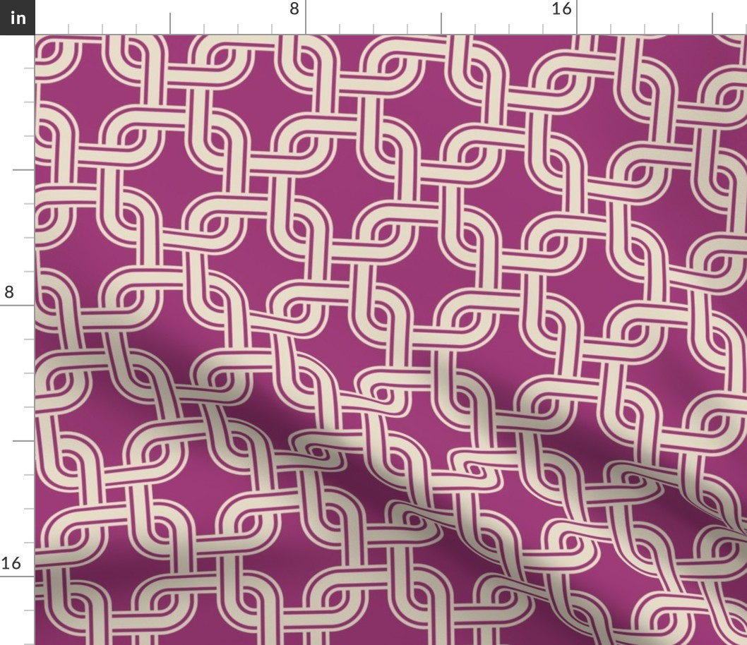 Tangled squares berry pink cream retro Wallpaper