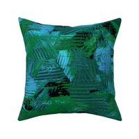 Tropical Green and Blue Abstract Painterly Bright Bold Contrast