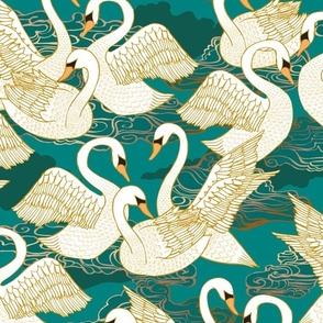 Swans {Teal} medium