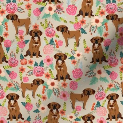 puggle floral fabric - vintage florals dog fabric- tan