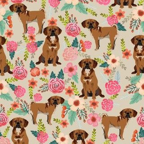 puggle floral fabric - vintage florals dog fabric- tan