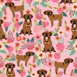 puggle floral fabric - vintage florals dog fabric- pink