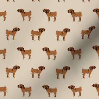 puggle fabric - dog breeds fabric - tan