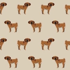 puggle fabric - dog breeds fabric - tan
