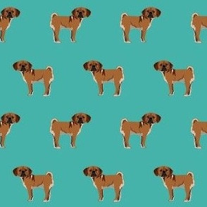 puggle fabric - dog breeds fabric - turquoise