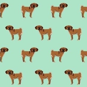 puggle fabric - dog breeds fabric - mint