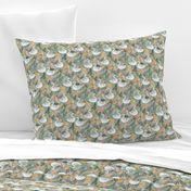 Whimsical White Swans with Autumn Leaves on Sage - small