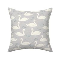 Swans in French Grey large scale by Pippa Shaw