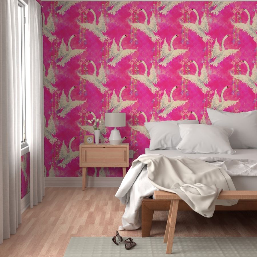  Outrageous Fucshia Swan Chinoiserie 