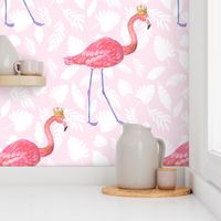 Pink flamingo Queen tropical summer time