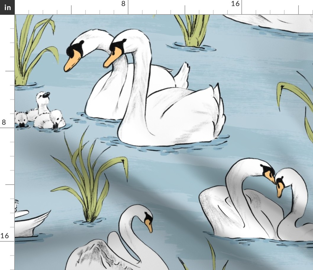 Sketched Swans -Large