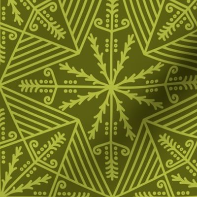 Olive green snowflakes lace Wallpaper