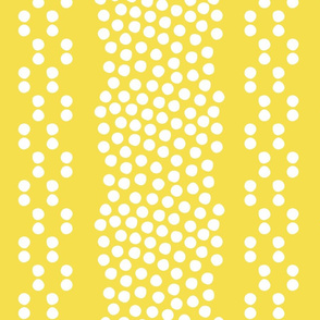 Organic dots stripes yellow white Wallpaper