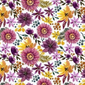 fall mustard and purple floral 