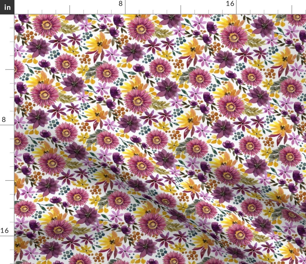 fall mustard and purple floral 