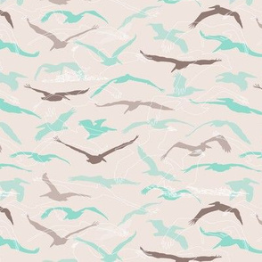 Brown Pelicans on Beige 