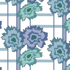 Floral Frenzy - Retro - Blue & Aqua