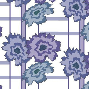 Flower Frenzy - Retro - Purple & Aqua